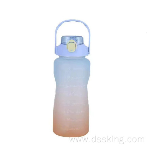 2000ML frosted plastic water bottle with gradual change portable bottle gym sports kettle 2 liter water bottle